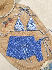 Swim Mod Reversible Hot-Selling Bikini Set, Fashionable Swimwear For Vacation, Spring/Summer Golf White Sexy - Blue - View 6