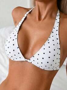 Swim Basics 女士波点印花休闲度假比基尼上衣 - 彩色 - 查看 4
