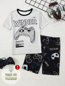 2pcs/Set Casual Comfortable Soft Pattern T-Shirt And Shorts Pajama Set For Teen Boys For Everyday Wear Summer Model Soft And Comfortable Fabric Cool And Comfortable 2026 New Teen Set For Men Snug Fit - Multicolor - View 6