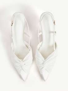 CUCCOO CHICEST Women's Twist Pointed Toe Elegant High Heel Shoes, Fashionable And Versatile For Daily Wear For Christmas - White satin - View 5