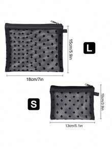 Multifunctional Mini Heart Mesh Design Cosmetic Pouch, Portable Nylon Clear Makeup Bag, Minimalist Zipper Travel Accessory Organizer, Versatile Inner Bag For Coins Jewelry Small Items, Gift For New Semester Spring Summer Vacation Commemorative Days, 2026 New Arrival - Multicolor - View 21