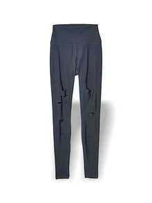 Alo Yoga Leggings HIGH WAIST RIPPED WARRIOR Warmth Sweat Absorption Breathable Lightweight Solid Good Elasticity Easy To Wash Gym Cycling Women Deep Gray W555R - ANTHRACITE - 深灰色 - 查看 1