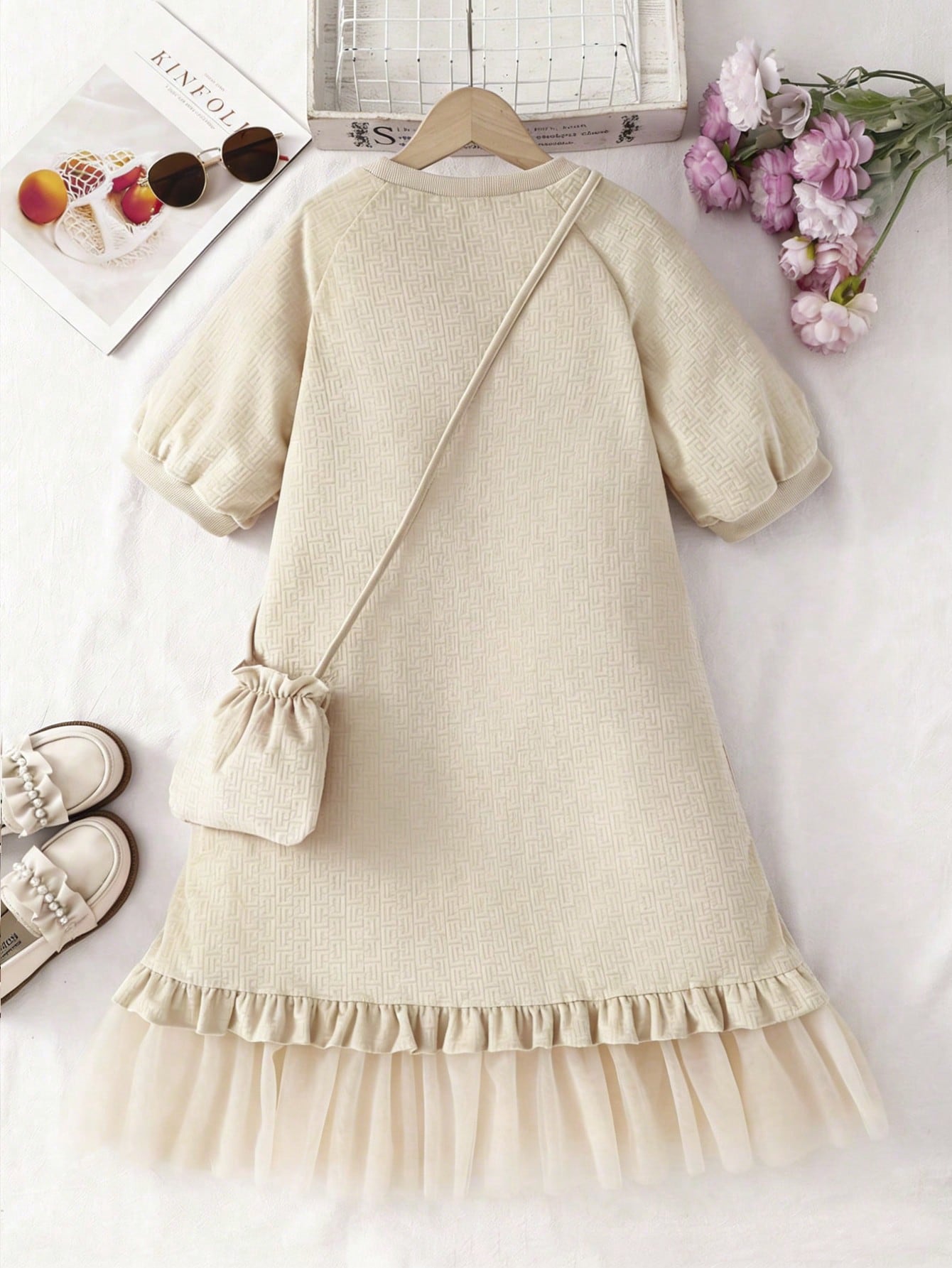 فستان أنيق بلون واحد للربيع/الصيف للبنات، سترة بيا...