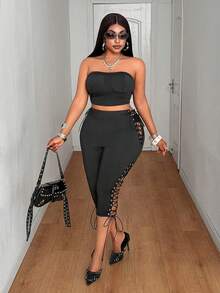 Maweii Quần legging lửng dệt kim có dây rút, kiểu dáng gợi cảm dành cho nữ, thích hợp cho kỳ nghỉ hè, đi dạo phố. - Nhiều màu - Xem 7