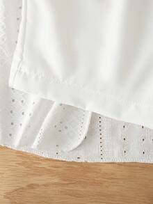 SHEIN 3pcs/Set Baby Girls' Summer New Knitted Texture Camisole Top, Hollow-Out Long Vest With Belt, Casual Loose White Short Top, Versatile Outfit For Vacation, Leisure & Sports - Pink - View 3