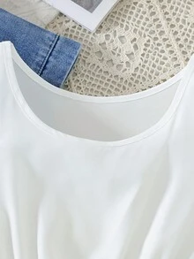 SHEIN 上班族女士百搭輕質丹寧外套及白裙套裝，適合夏日休閒日常穿著 - 彩色 - 查看 3