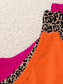 SHEIN LUNE Áo thun không tay cổ tròn cỡ lớn, kiểu dáng tối giản, họa tiết da báo, thích hợp mặc hàng ngày. - Nhiều màu - Xem 4