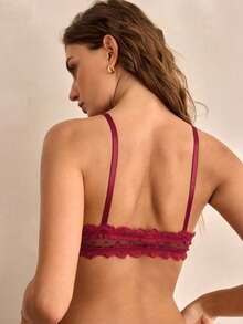 Charlaine French Front Closure Lace Bra For Women - Burgundy - View 3