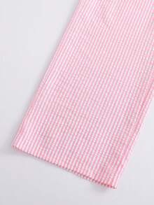 Bộ đồ thường ngày đa năng cho bé gái tuổi teen, màu đen trắng phối viền tương phản, gồm áo thun cổ tròn tay raglan và quần dài ống đứng bằng vải dệt kim. - Hồng - Xem 7