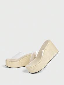 Sugerpunk 女士坡跟厚底凉鞋，暗黑摇滚朋克哥特风，夏季露趾罗马沙滩凉鞋，Y2K派对礼服鞋，外套，假日拖鞋，2000年代风格 - 杏色 - 查看 4