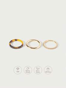 Glisma Bộ nhẫn nữ, Cao cấp/Sang trọng/Đẳng cấp, Quyến rũ/Cổ điển, Dành cho Mẹ/Phụ nữ/Cô gái/Người mẹ, Mùa hè/Bãi biển/Dạ hội/Tiệc tùng, Mạ vàng 18K - Nhiều màu - Xem 2