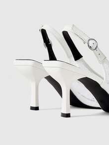 Women's New Pointed-Toe High-Heeled Shoes With Lace Material And Back Strap, Simple And Elegant Style Suitable For Commuting, Parties, Shopping, Wedding Season, And More - Off-white - View 4