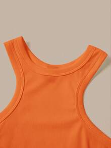 SHEIN BASICS 女士纯色休闲百搭日常上衣 - 亮橙色 - 查看 9