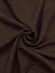 Elaquor Plus Size Solid Color Minimalist Daily Wear Round Neck Short Sleeve Top And Pants 2 Pieces Set - Brown - View 7