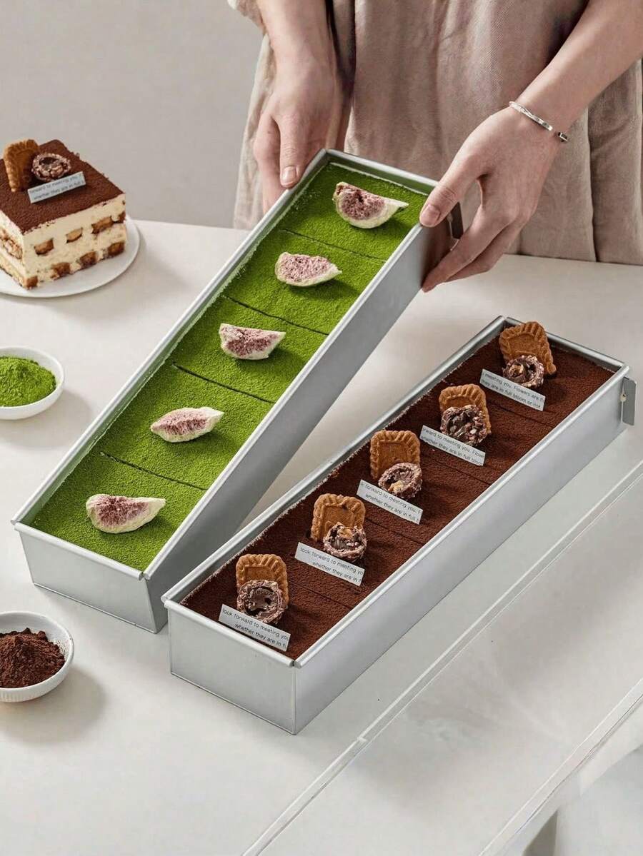 قالب كيك تيراميسو مستطيل من الألومنيوم قطعة واحدة، حافة قابلة للفصل، مع غطاء، تصميم قاعدة مستقرة ومقالب كيك مستطيلة - مناسب لكيك التيراميسو والجبن والموس - أساسيات المطبخ، قالب موس الكيك، قالب التيراميسو، هيكل مستقر، صينية خفيفة الوزن، صينية عالية الجودة، أدوات زخرفة الكيك، قالب الحلوى، خباز محترف، عشاق المطبخ - متعدد الألوان - مشاهدة 1
