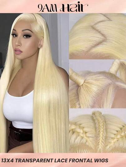 613 13x4 Lace Front Wig Human Hair Straight Wig Human Hair 613 Honey Blonde Colored Transparent Lace Frontal Wigs Human Hair Pre Plucked With Baby Hair 180 Density Human Hair Wigs For Women