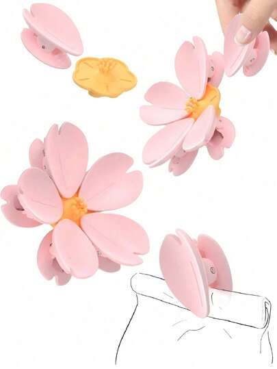 1 Set Kirschblüten-Blütenblatt Siegelclips, 5 Klammern Siegelclips für Snacks, Brot, Lebensmittel | Luftdichter Verschluss für Verpackungstüten | Plastiktütenclips | Dekorative Magnete witzige 3D-Blumenmagnet für Büro, Küche, Spind | Küchenhelfer | Aufbewahrung und Organisation für Zuhause