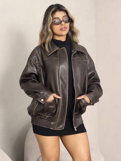 Rayane Ketlyn 女式纯色翻领口袋长袖夹克