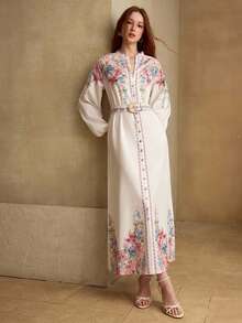 MOTF PREMIUM 女士优雅印花长袖连衣裙 - 彩色 - 查看 7