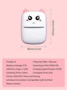 Teckwe Mini stampante, creatore di adesivi senza inchiostro, piccola stampante tascabile senza taglio, stampante termica portatile per foto, diari, note, memo, connessione all'app Timy Print per telefono con carta termica per decorazioni fai-da-te di Ognissanti, regalo di Natale, ritorno a scuola - Rosa - Visualizzare 6
