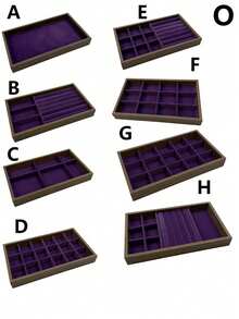 Khay đựng trang sức bằng nhung, hộp đựng trang sức dung tích lớn với các ngăn riêng biệt, giá trưng bày trang sức có thể xếp chồng lên nhau dùng để đựng bông tai, dây chuyền, vòng tay, nhẫn, kẹp tóc, băng đô, v.v. - Màu tím - Xem 20