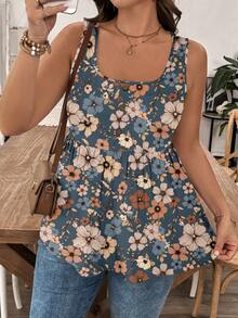 SHEIN LUNE 大码碎花无袖背心，适合夏季穿着 - 彩色 - 查看 6