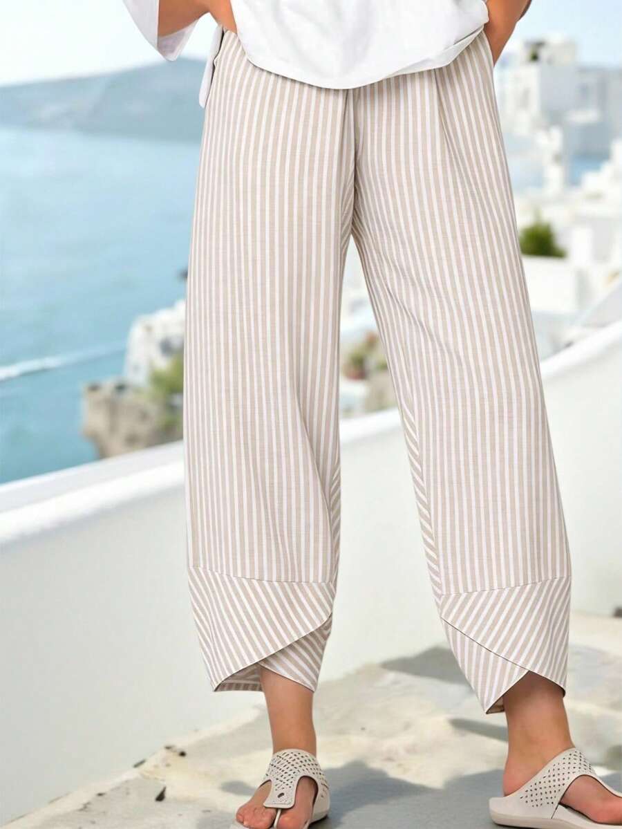 Parysyn Quần dài nữ cỡ lớn dệt kim kiểu dáng thường ngày, thích hợp cho kỳ nghỉ. - Màu be - Xem 1