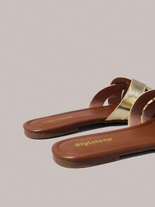 Styleloop Women Shoes Classic Simple Fashion Women's Flat Sandals Woven Design Spring And Summer Brown Sandals Beach Wind Wear, Holiday Wear, Travel Must-Have, Summer Wear, Holiday Atmosphere - Brown - View 5