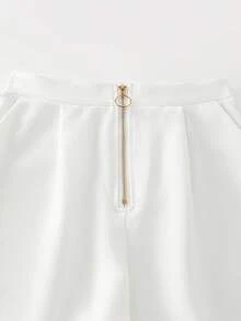 SHEIN Franclia Women's Regular Woven Pants, 5 Closed-End Metal Zipper, Contrast Color Piping On Side Golf Pastal Autumn Girlisim - Multicolor - View 5