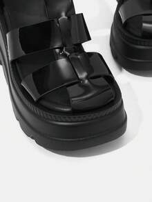 HighSole Woman Shoes Wedge Heel And Thick Sole Closed-Toe Sandals For Spring And Summer Vacation Shoes Summer Halloween Spring Shoes Spring Break Easter - Black - View 7