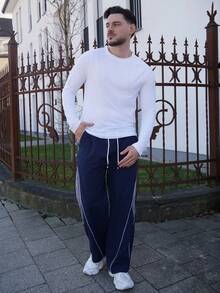 LEOGASHI LEOGASHI Men's Casual Versatile Solid Color Long Sleeve T-Shirt, For Fall - White - View 5