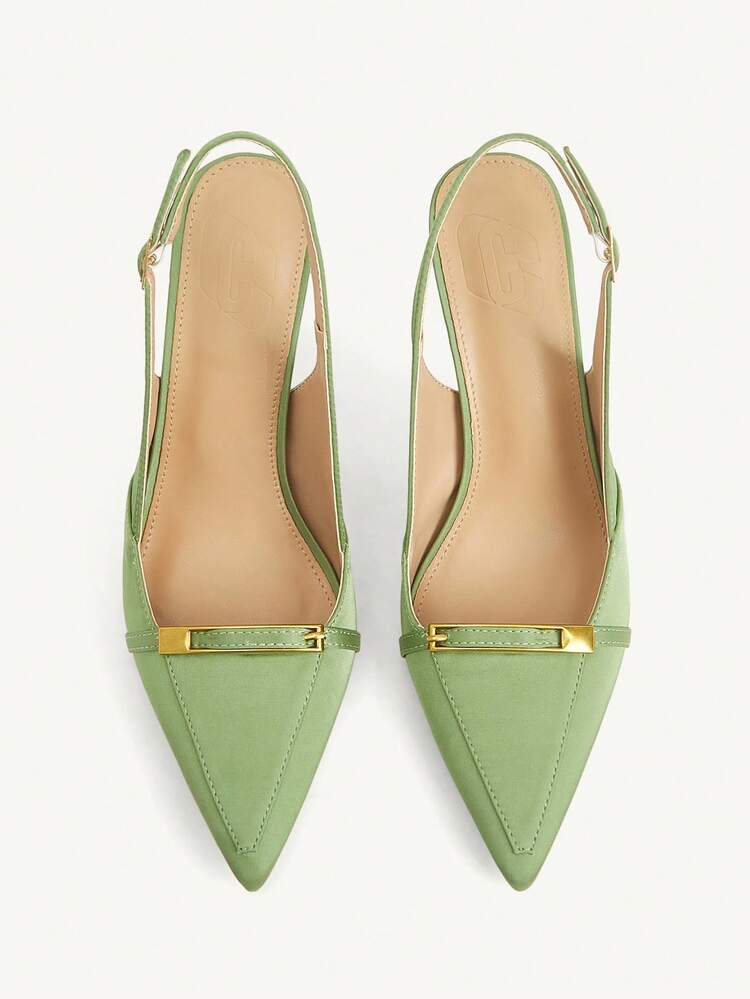CUCCOO CHICEST Women's Shoes Fashionable Green Elegant Metal Decorative High Heels