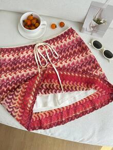 Comfortcana 大码女式度假条纹系带腰身紧身迷你裙 - 彩色 - 查看 5