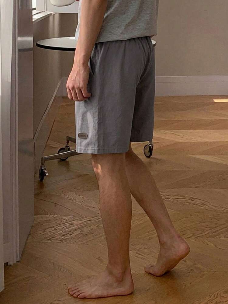 Men's Solid Color Elastic Waist Shorts Loungewear Bottom, Summer