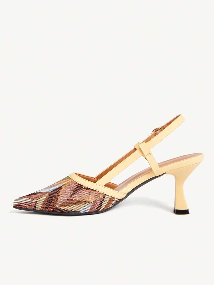 CUCCOO CHICEST Women's Geometric Pattern Pointed Toe Elegant High Heel Shoes With Buckle Design