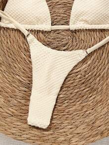 Swim Vcay 2026 Spring/Summer Spaghetti Strap Textured Apricot Fabric Non-Padded V-Shape Triangle Cup Cotton Side High-Cut Tie-Side Bikini Women's Swimsuit 2 Pieces Set, Sweet Vacation - Apricot - View 5