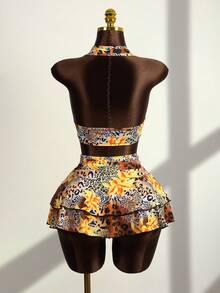 Zestiva 女士豹纹印花 26SS 新款成熟优雅深V领沙滩派对度假无袖露脐上衣和比基尼套装 - 彩色 - 查看 2