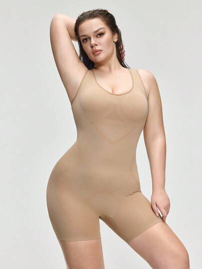 SHAPORA Women's Seamless Shapewear Jumpsuit, Slimming & Shaping, Abdominal Control, Flat Belly, Tight-Fitting Bodycon Jumpsuit, Can Be Worn As Outerwear