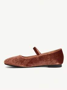 CUCCOO CHICEST Giày nữ thời trang, giày bệt nữ thoải mái, giày casual đa năng, giày đi nghỉ mát, giày hẹn hò, giày thanh lịch, thiết kế thêu, giày phong cách sinh viên, giày đi làm hàng ngày, giày hẹn hò ngoài phố, giày nữ phong cách ngọt ngào và cá tính. - màu nâu - Xem 4