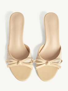 CUCCOO CHICEST Women Shoes Apricot PU Bow Design Elements Fashionable And Comfortable Spring And Summer Vacation Kitten And Sandals Summer Shoes - apricot PU - View 2