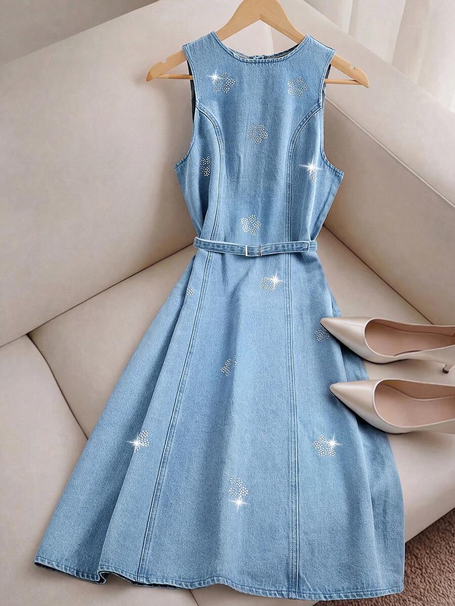 GlowEve Đầm denim không tay dành cho nữ, mùa hè. - Rửa nhẹ - Xem 1