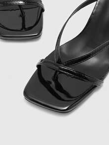 CUCCOO BIZCHIC Women Shoes Square Head Kitten Heel Black Flip-Flops Women's Sandals Stylish And Comfortable Daily Versatile Commuter Women's Sandals Slippers - Black - View 5