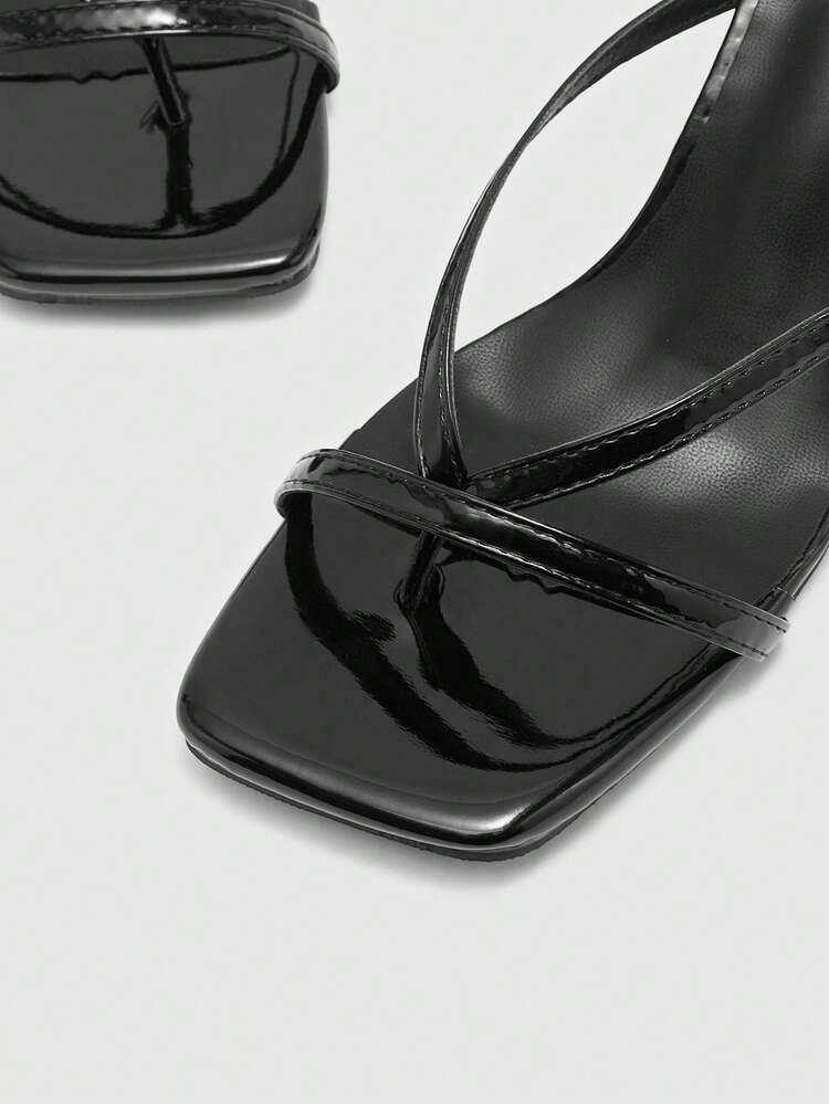 CUCCOO BIZCHIC Women Shoes Square Toe Kitten Heel Black Flip-Flops Women's Sandals Stylish And Comfortable Daily Versatile Commuter Women's Sandals Slippers