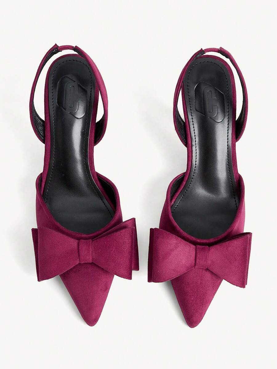 CUCCOO CHICEST Zapatos de tacón alto con moño a la moda, tacón de graduación, tacones de fiesta de graduación para verano, tacones elegantes para primavera, zapatos de primavera, vacaciones de primavera, Pascua y Navidad - Burdeos - Ver 1