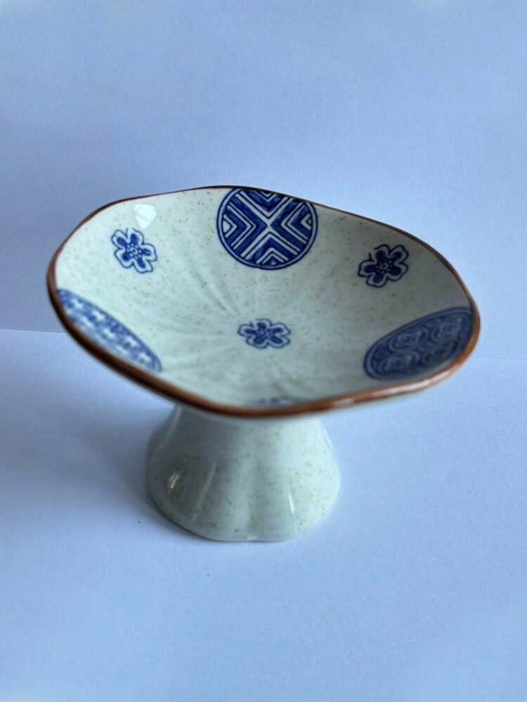 Madebyblanc Vintage Ceramic Stemmed Bowl, Antique Style Cake Stand With Base, Perfect For Serving Snacks, Nuts, Fruits, And Desserts - Elegant Party Plate, Kitchen Countertop Display, Family Dining Table Centerpiece, Wedding Buffet Tray, Tableware, Kitchenware. - Multicolor - View 14