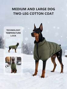 2pcs Set / Group Thickened Fleece Jacket For Medium To Large Dogs - Dark Green - View 1