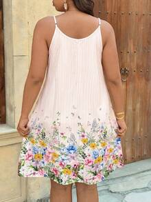 SHEIN VCAY Plus Size Vacation Spaghetti Strap Summer Boho Dress - Coral Pink - View 2
