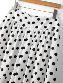Franclia Váy nữ chấm bi dáng xòe cạp cao kiểu dáng thanh lịch mới năm 2026, váy công sở lấy cảm hứng từ phong cách vintage. - trắng - Xem 5