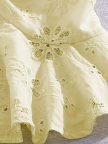 GlowEve Women's Embroidered Hollow-Out Vacation Shirt - Yellow - View 7