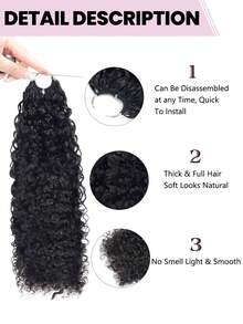 Boho Braids 1 pieza Extensiones de cabello natural rizado tipo pixie de ganchillo, sin nudos, pre-separadas, plumas de cabello de 18-24 pulgadas, 100G - Natural Black - Ver 7